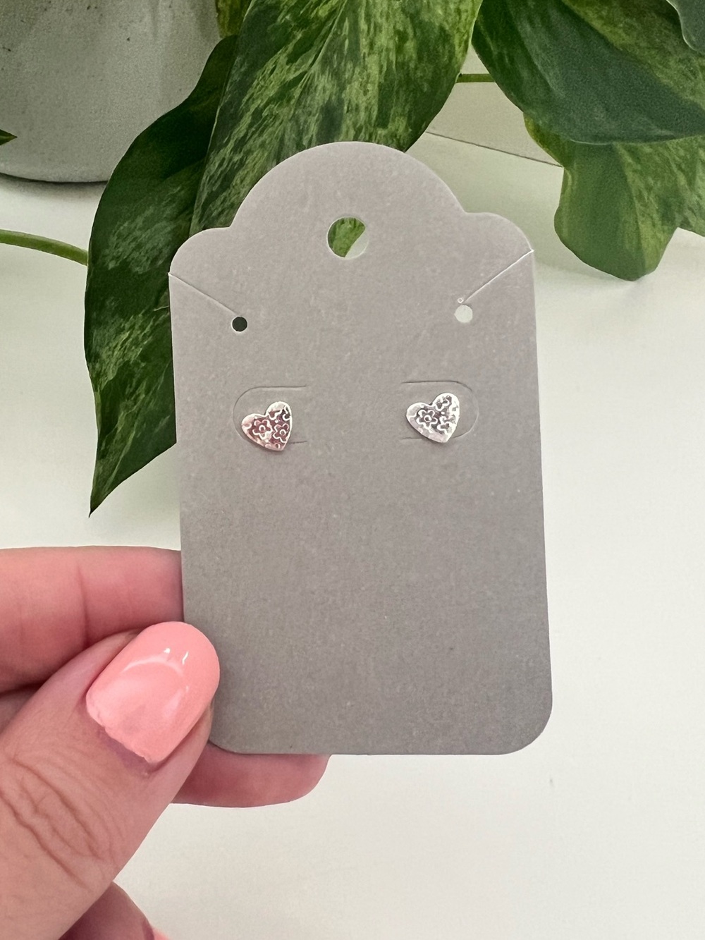 NEW Sterling Silver Minimalist Heart Stud Earrings